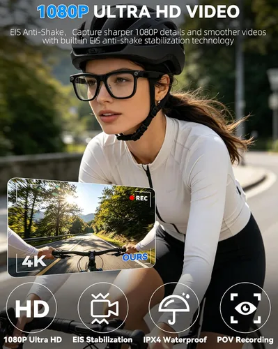 Vista 11 de Gafas inteligentes AI con cámara de 8 MP, gafas de sol de video HD 1080P