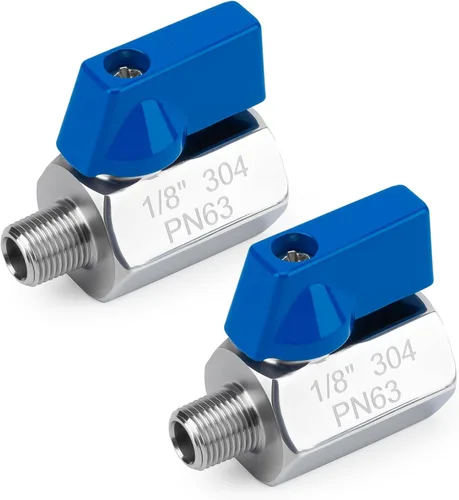 Vista 11 de Paquete de 2 mini válvulas de bola de 1/2 pulgada, control de flujo de agua de acero inoxidable 304 macho x hembra NPT roscadas válvulas de drenaje
