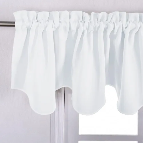 Vista 2 de NICETOWN Cenefas blancas puras para ventanas, cenefa festoneada sólida con bolsillo para barra, paneles de cortina cortos para cocina, oficina