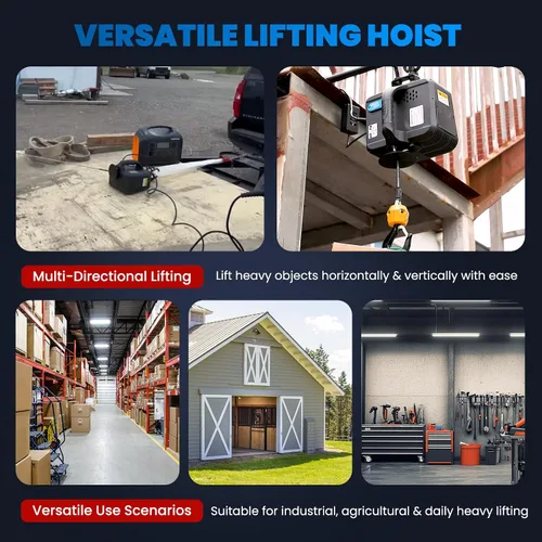 Vista 7 de NEWTRY Polipasto eléctrico Pro de 1,100 libras, cabrestante eléctrico 110v 120v, con 2 controles remotos inalámbricos, control remoto por cable