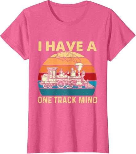 Vista 56 de Camiseta con texto en inglés "I Have A One Track Mind - Trainspotter Model Train Railroad, Negro, S