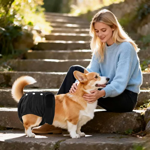 Vista 5 de Pañales lavables y reutilizables para perritos (5 unidades) para perritos, pequeños, medianos y grandes, para cachorros y perritos, bragas