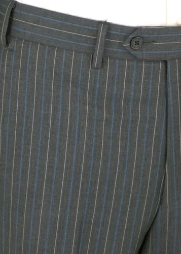 Vista 6 de Chaqueta de traje de 2 piezas con dos botones para hombre, pantalones delanteros planos a rayas