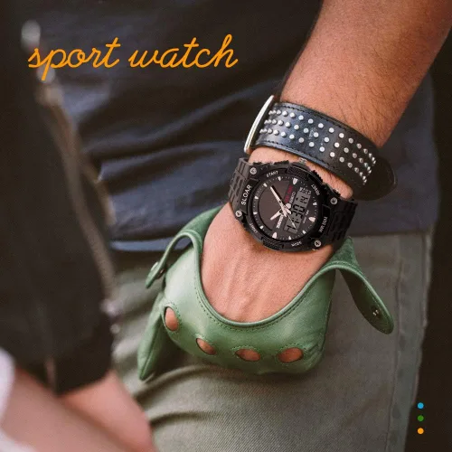 Vista 6 de SKMEI Reloj deportivo digital para hombre, ultrafino, grande, impermeable, con cronómetro, temporizador de cuenta regresiva, función de alarma, luz