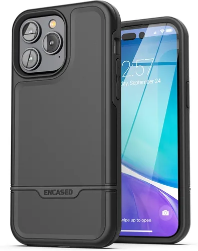 Vista 14 de ENCASED Funda a prueba de golpes compatible con iPhone 14, funda ultra protectora resistente para teléfono, serie Rebel (negro)