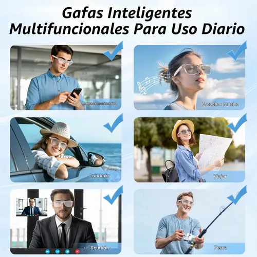Vista 8 de Lentes inteligentes, lentes Bluetooth AI para mujeres/hombres con traducción instantánea e interpretación en 144 idiomas, lentes de transición