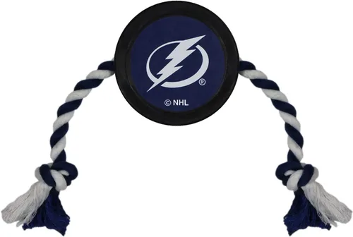 Vista 8 de Juguete de goma First Dog Puck – Cuerda de tiro resistente para perros y gatos – Juega hockey con tu mascota – Juguete con licencia de los Anaheim