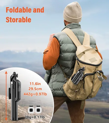 Vista 15 de Trípode para teléfono Selfie Stick - Soporte para teléfono celular de 71 pulgadas de alto con control remoto inalámbrico desmontable y 2 luces LED