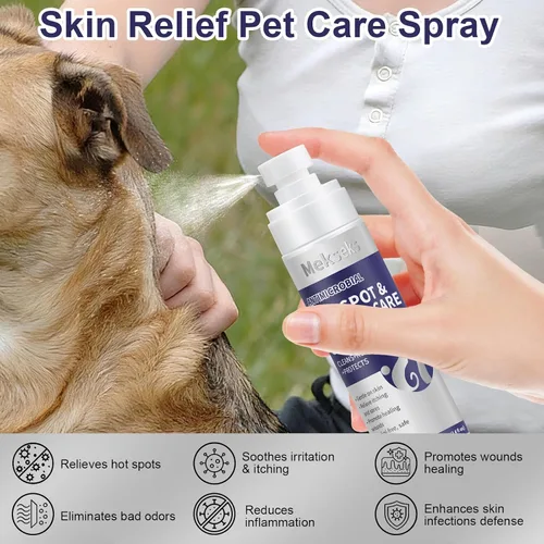 Vista 2 de Spray para el cuidado de heridas de puntos calientes para perros, gatos, alivia la picazón en la piel, limpia y curación rápida infecciones, heridas