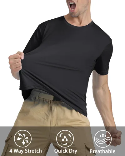 Vista 5 de KEFITEVD Camiseta de manga corta para hombre con protección solar UPF 50+, secado rápido, camiseta de natación SPF, para entrenamiento, pesca