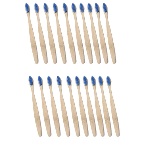 Vista 6 de Magik 10-20 cepillos de dientes de bambú 100% natural orgánico cerdas medianas sin BPA (paquete de 10, rojo)