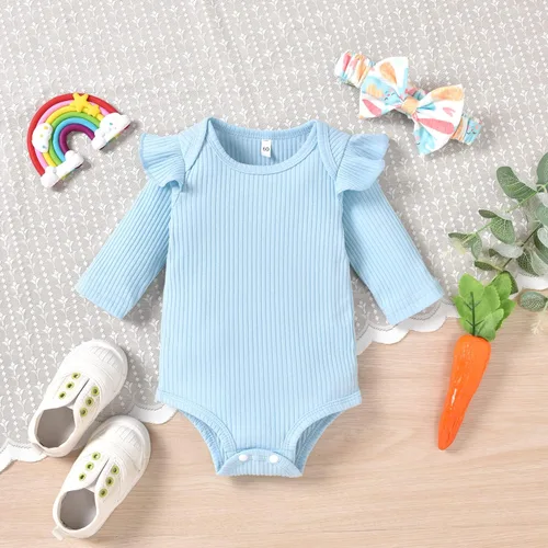 Vista 74 de Aalizzwell Conjunto de mameluco acanalado para bebé recién nacido prematuro para otoño e invierno