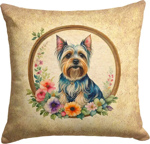 Vista 82 de Caroline's Treasures DAC2072PW1414 Affenpinscher and Flowers - Almohada decorativa de tela, lavable a máquina, para interiores y exteriores