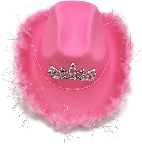 Vista 3 de Sombrero vaquero de vaquera, sombrero de princesa con lentejuelas con diseño de tiara corona, sombrero de vaquero para disfrazarse, Halloween