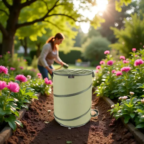 Vista 8 de YUDI & GARDEN Bolsa de jardín plegable de 45 galones Bote de basura plegable, para limpieza de jardinería, actividades al aire libre