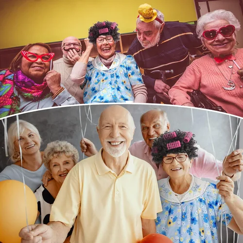 Vista 6 de Yaomiao Juego de 8 piezas de disfraz de anciana para mujer, trajes de abuela, trajes de vestido de manga corta, túnica de abuelita, peluca con muleta