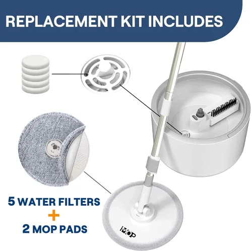 Vista 2 de VENETIO iMOP - Recambios de mopa giratoria: incluye repuestos de almohadillas de microfibra lavables de 10 pulgadas (cantidad 2) y reemplazos