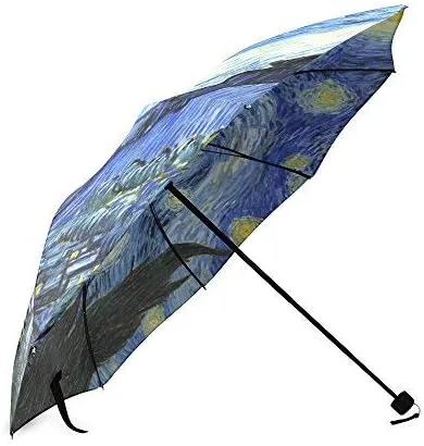 Vista 3 de La noche estrellada por Vincent Van Gogh, paraguas de lluvia plegable de pintura de paisajesombrillasombrilla de sol, Mostrar como la imagen