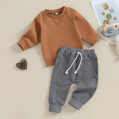 Vista 2 de Foidiccx Conjunto de ropa de 2 piezas para bebés y niños pequeños para otoño e invierno