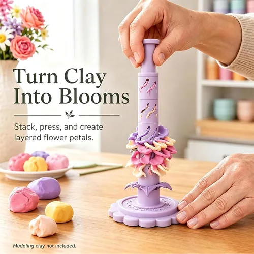 Vista 3 de Modular Clay Bloom Maker, Reusable Press Mold for Polymer and Clay Purple