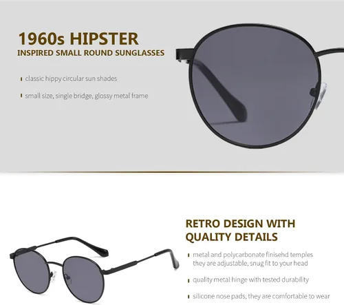 Vista 4 de Freckles Mark Gafas de sol redondas estilo hipster de los años 60 retro estilo vintage de Lennon