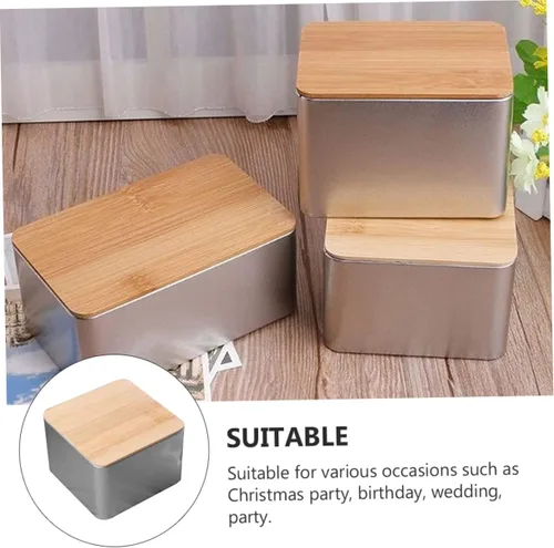 Vista 8 de Cabilock Cover Coin Candy Storage Square Desktop Tidy Box Nut Storage Snack Contenedores Divisores Boda Fiesta Snack