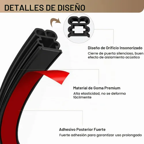 Vista 2 de Burlete de sellado de puerta de 39.37 pies – Bloqueador de corrientes de aire de goma autoadhesivo para gran espacio de 0.31 a 0.43 pulgadas, cinta