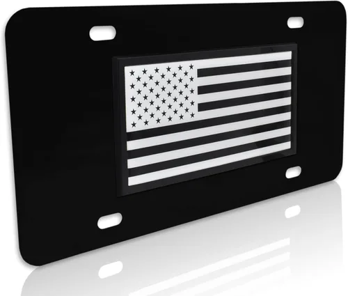 Vista 4 de Elektroplate Placa de matrícula negra con bandera de Estados Unidos invertida