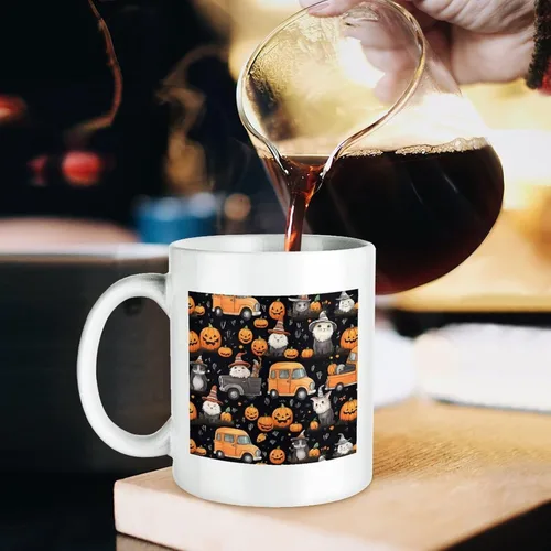 Vista 5 de Coffee Mug Happy Halloween Pumpkin Gnomes Truck Love Cat Bat Ghost Spider Web Ceramic Mugs Happy Halloween Funny Gifts Ideas For Mama Mommy