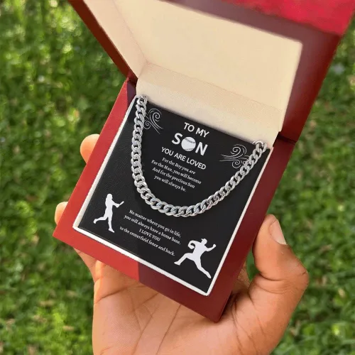 Vista 6 de Akido- Regalo de béisbol para hijo, regalo de cadena de eslabones cubanos para hijo de béisbol, para hijo de papá o mamá, regalo de béisbol