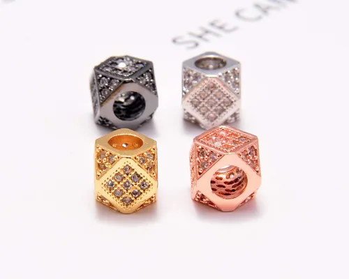 Vista 4 de AD Beads Pulsera de cuentas de zircón con tachuelas de strass