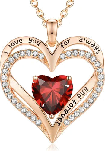 Vista 55 de CDE Collares de piedra natal para mujer, plata de ley 925, collar con colgante de corazón para siempre, Navidad, cumpleaños, aniversario, día de San
