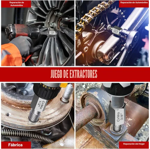 Vista 5 de Juego de 15 piezas de extractor de tornillos, kit de extractor de pernos fácil de quitar, kit de removedor de pernos de cabeza hexagonal de 3/8