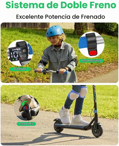 Vista 3 de [Usado] Gyroor Kids Electric Scooter 150W Motor LED Display H30Max Azul