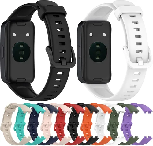 Vista 6 de E ECSEM Bandas compatibles con Huawei Band 10/9/8 Smartwatch de repuesto de silicona ajustable, correa de accesorio para Huawei Band 10/9/8 pulseras