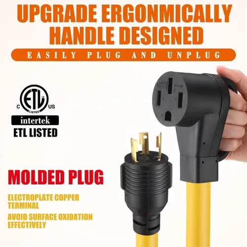 Vista 5 de Tellegloww Cable adaptador de generador RV de 30 amperios a 50 amperios NEMA L5-30P a 14-50R, cable adaptador de corriente macho de 3 clavijas a