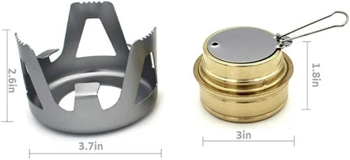 Vista 2 de Mini estufa de alcohol portátil al aire libre quemador ultraligero juego de utensilios de cocina para acampar al aire libre, senderismo, mochilero