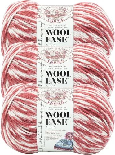 Vista 22 de Lion Brand Yarn - Ovillo de lana Wool Ease Fair Isle, hilo para tejer, color beige/oliva, 1 unidad Worsted Weight Wool Acrylic Blend Knit &