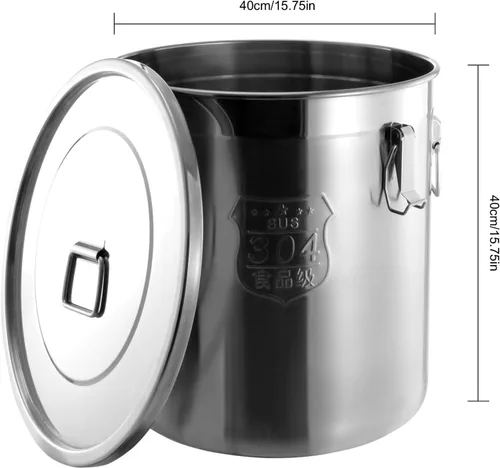 Vista 9 de Recipiente hermético de acero inoxidable de 48 L, recipientes de almacenamiento de alimentos con tapas, caja de almacenamiento hermética