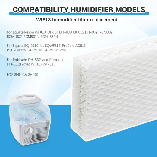 Vista 4 de WF813 - Filtro humidificador compatible con Equate EQWF813, EQ-2119-UL, Relion RCM-832N RCM832, ProCare PCWF813, PCCM-832N, filtro de mecha