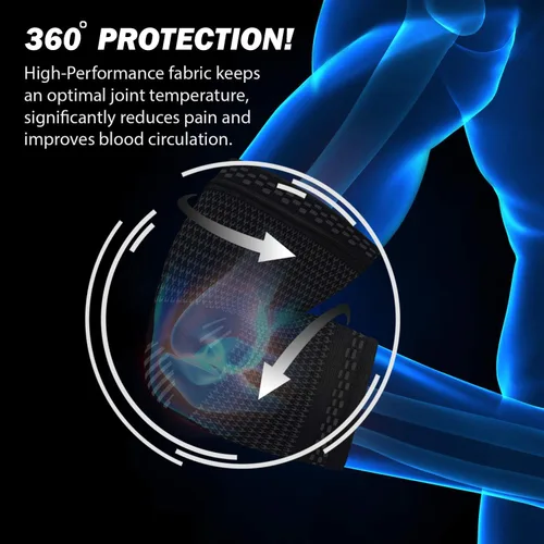 Vista 4 de PowerLix - Par de coderas de compresión- Mangas de compresión para casos de tendinitis, codo de tenista y de golfista, artritis