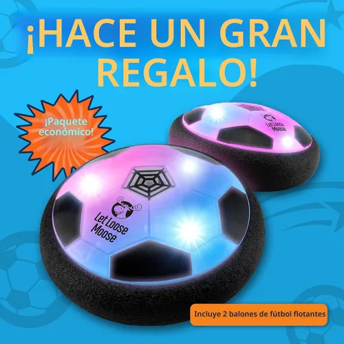 Vista 3 de Let Loose Moose Hover Balón de fútbol, juego de 2 juguetes de fútbol LED, regalos para niños de 8 años, fútbol flotante LED para interiores