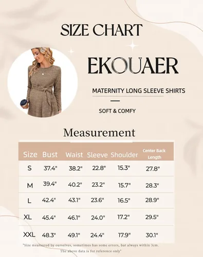 Vista 6 de Ekouaer Women's Maternity Long Sleeve Shirts Pregnancy Shirt Casual Ribbed Knit Pregnant Blouses S-XXL