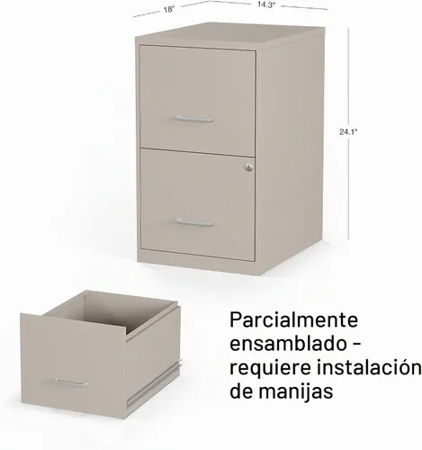 Vista 3 de Archivador vertical de grapas, 2 cajones, carta/legal, bloqueo, masilla Beige