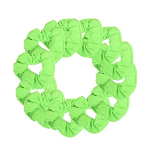 Vista 26 de Paquete de 12 ligas sólidas para el cabello (negro) One Dozen Matching Hair Ties, Soft Cotton Fabric, Gentle No-Crease Hold, Great for Teams