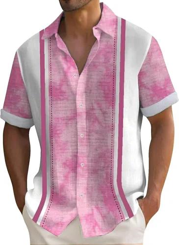 Vista 25 de Camisa hawaiana para hombre, con botones, manga corta, casual, elegante, grande y alta, floral, verano, tropical, para vacaciones