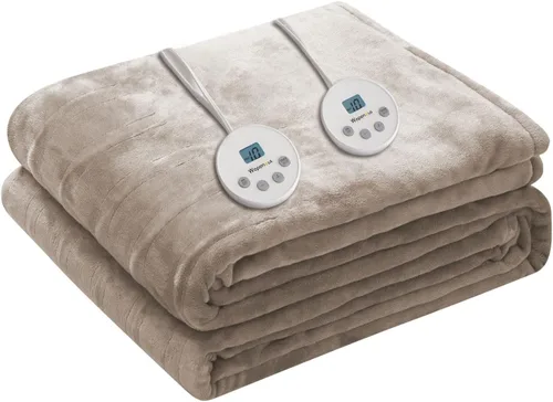Vista 20 de Wapaneus Manta térmica eléctrica con bolsillo para los pies, con 10 niveles de calefacción y 4 ajustes de temporizador, 4 horas de apagado