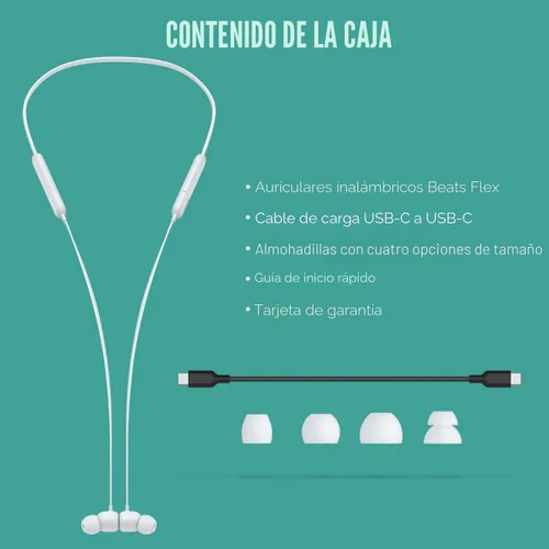 Vista 6 de Beats Flex Auriculares inalámbricos - Chip de auriculares Apple W1, auriculares magnéticos, Bluetooth clase 1, 12 horas de tiempo de escucha, Gris