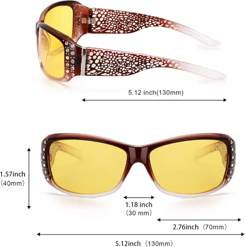 Vista 4 de LVIOE Gafas de sol polarizadas con diamantes de imitación para mujer estilo envolvente con protección UV LS010