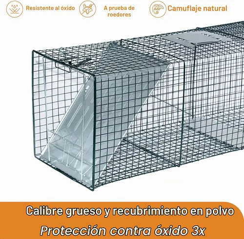 Vista 4 de HOMESTEAD Trampa para animales vivos de alta resistencia de 42 pulgadas Gatillo profesional de ajuste rápido, placa de cebo, malla resistente al